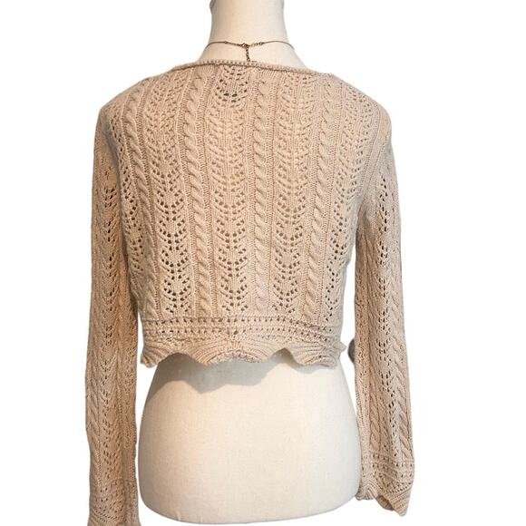 Jessica Simpson Size Small Cream Knitted Crotchet Cardigan - Picture 2 of 5
